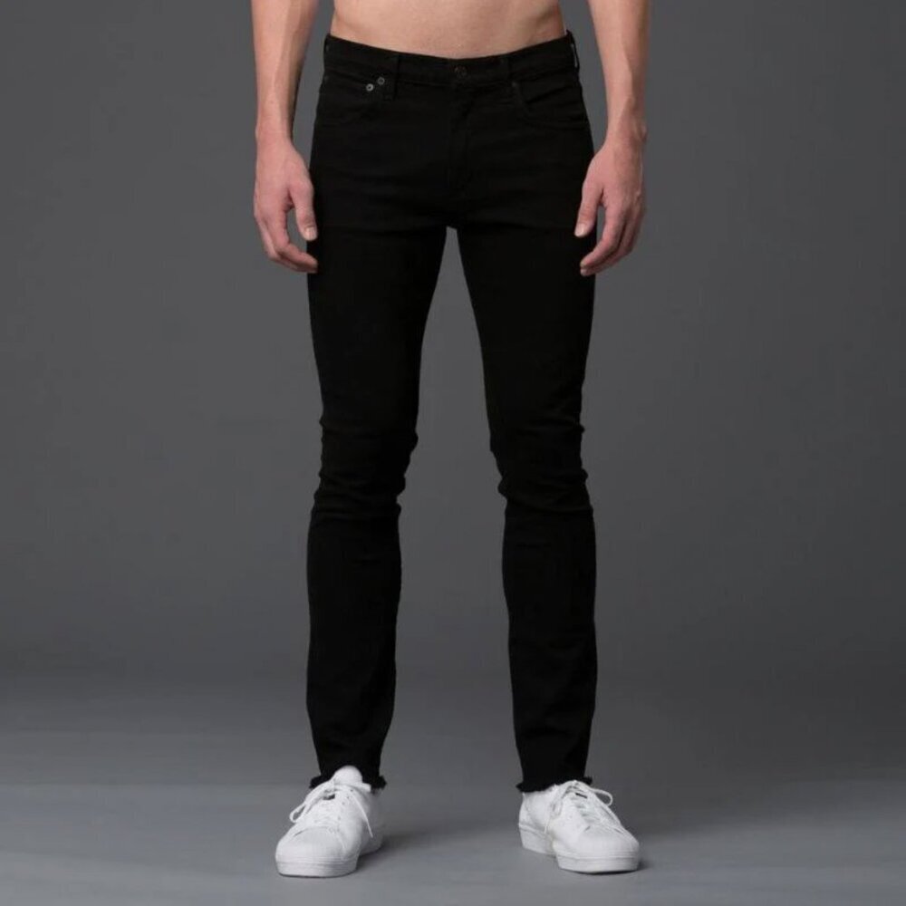 Agolde Men's Splinter Black Raw Hem Premium Denim Slim Jeans size 34